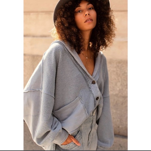 Free People Jackets & Blazers - Free People Jordan Oversized Blue Jacket